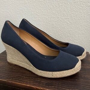 J. Crew navy wedge espadrille shoes size 10 EUC